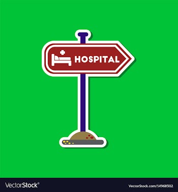 Paper sticker on stylish background hospital sign vector image
