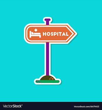 Paper sticker on stylish background hospital sign vector image