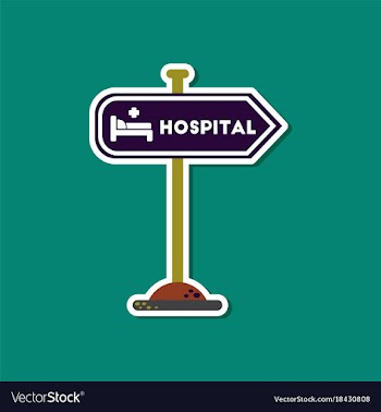Paper sticker on stylish background hospital sign vector image