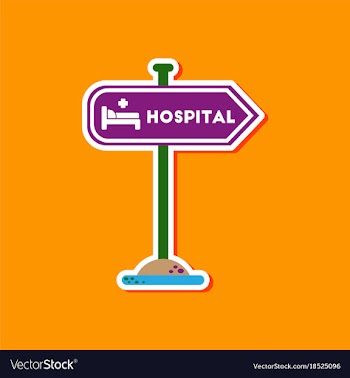 Paper sticker on stylish background hospital sign vector image
