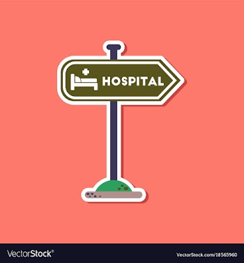 Paper sticker on stylish background hospital sign vector image