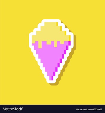 Paper sticker on stylish background ice cream cone vector image