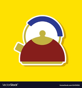 Paper sticker on stylish background kettle vector image