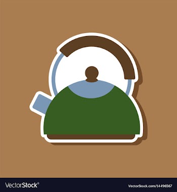 Paper sticker on stylish background kettle vector image