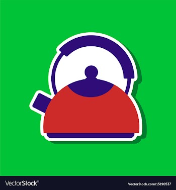 Paper sticker on stylish background kettle vector image