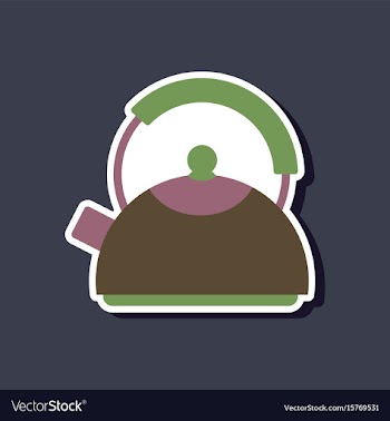 Paper sticker on stylish background kettle vector image