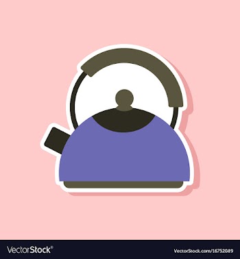Paper sticker on stylish background kettle vector image