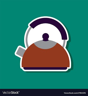 Paper sticker on stylish background kettle vector image