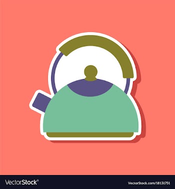 Paper sticker on stylish background kettle vector image