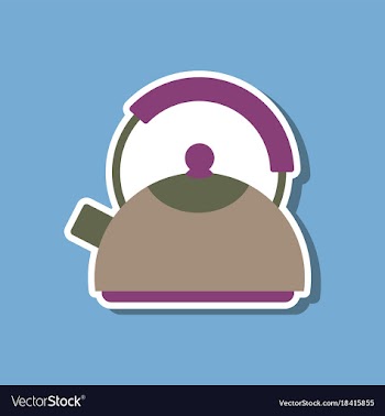 Paper sticker on stylish background kettle vector image
