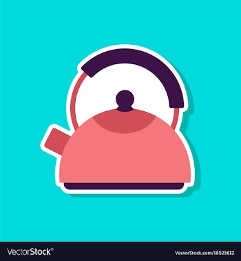 Paper sticker on stylish background kettle vector image