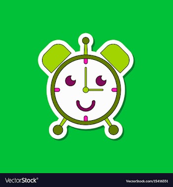 Paper sticker on stylish background kids toy alarm vector image