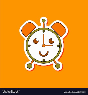 Paper sticker on stylish background kids toy alarm vector image