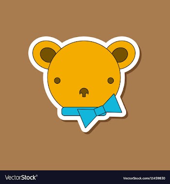 Paper sticker on stylish background Kids toy bear vector image