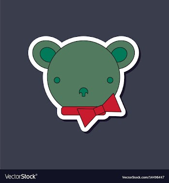 Paper sticker on stylish background kids toy bear vector image