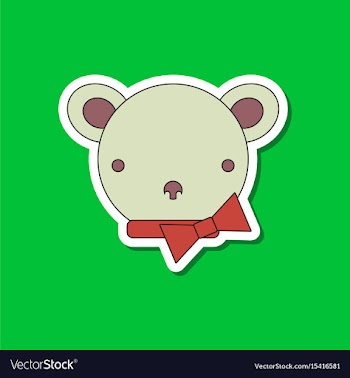 Paper sticker on stylish background kids toy bear vector image
