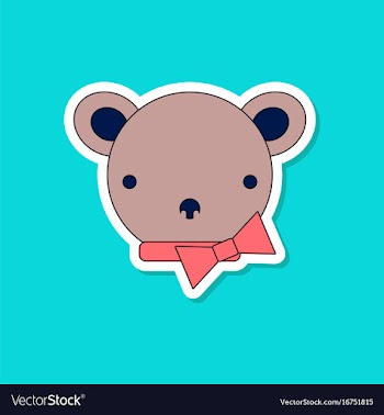 Paper sticker on stylish background kids toy bear vector image