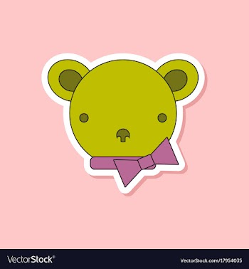 Paper sticker on stylish background kids toy bear vector image