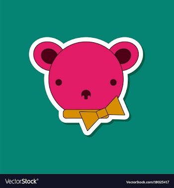 Paper sticker on stylish background kids toy bear vector image