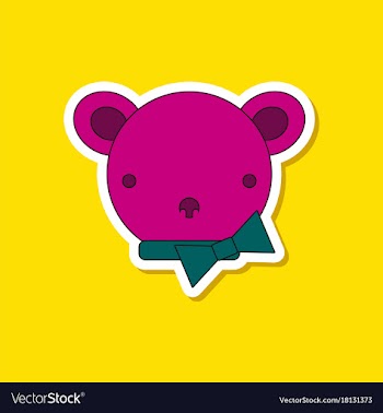 Paper sticker on stylish background kids toy bear vector image