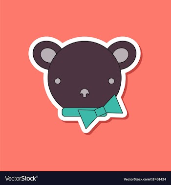 Paper sticker on stylish background kids toy bear vector image