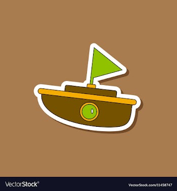 Paper sticker on stylish background Kids toy boat vector image