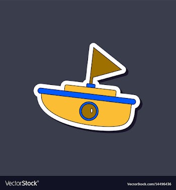 Paper sticker on stylish background kids toy boat vector image