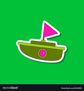 Paper sticker on stylish background kids toy boat vector image