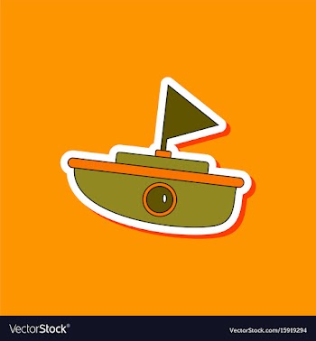 Paper sticker on stylish background kids toy boat vector image