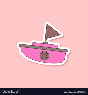Paper sticker on stylish background kids toy boat vector image
