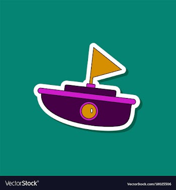 Paper sticker on stylish background kids toy boat vector image