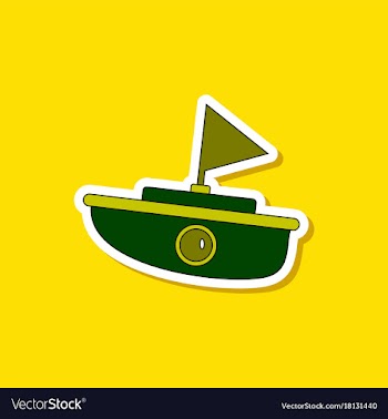 Paper sticker on stylish background kids toy boat vector image