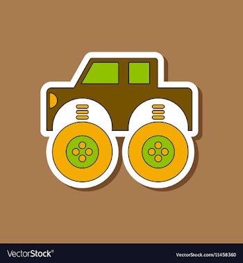 Paper sticker on stylish background Kids toy car vector image