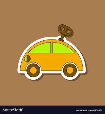 Paper sticker on stylish background Kids toy car vector image