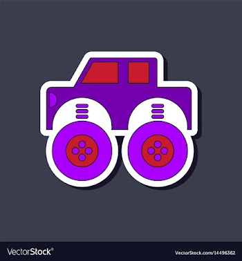 Paper sticker on stylish background kids toy car vector image