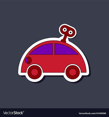 Paper sticker on stylish background kids toy car vector image