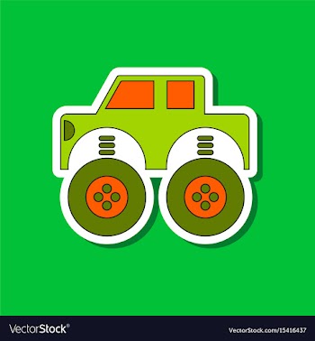 Paper sticker on stylish background kids toy car vector image