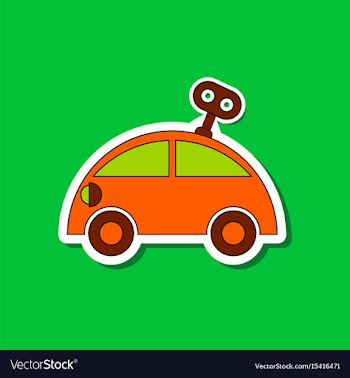 Paper sticker on stylish background kids toy car vector image