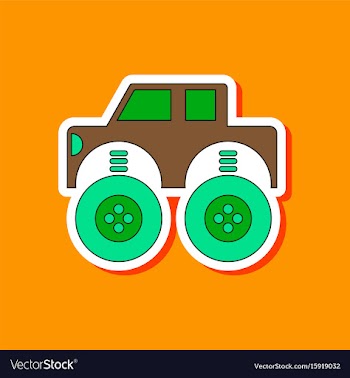 Paper sticker on stylish background kids toy car vector image