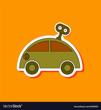 Paper sticker on stylish background kids toy car vector image