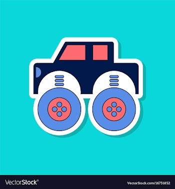 Paper sticker on stylish background kids toy car vector image