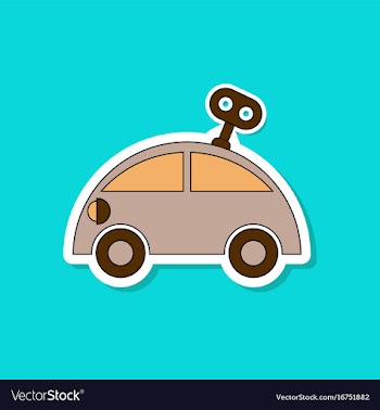 Paper sticker on stylish background kids toy car vector image