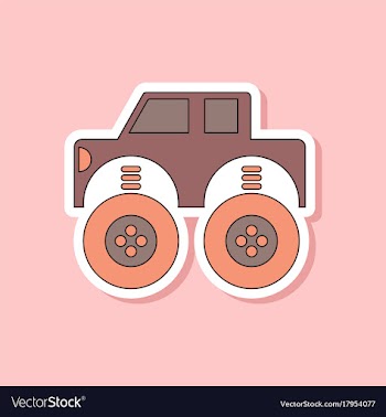 Paper sticker on stylish background kids toy car vector image