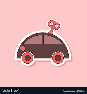Paper sticker on stylish background kids toy car vector image
