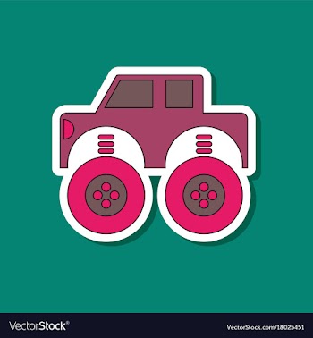 Paper sticker on stylish background kids toy car vector image