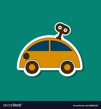 Paper sticker on stylish background kids toy car vector image