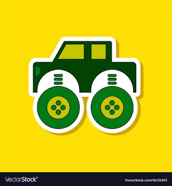 Paper sticker on stylish background kids toy car vector image