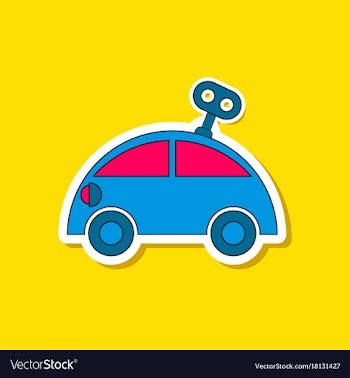 Paper sticker on stylish background kids toy car vector image