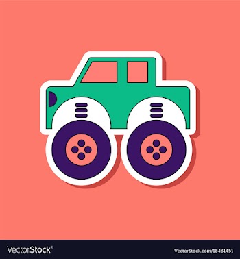 Paper sticker on stylish background kids toy car vector image