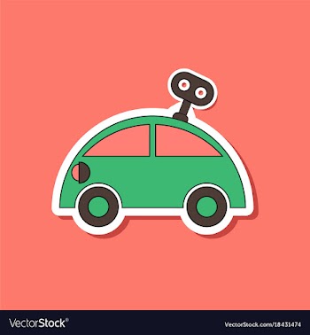 Paper sticker on stylish background kids toy car vector image